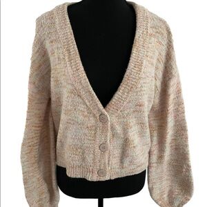 Sincerely Jules Fuzzy Pink Cropped Cardigan size Medium